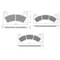 3 Kit plaquettes frein Polaris RZR XP toutes versions Av G, Av D et Ar 313-391X2 - EBC FA452R et FA680 - Raven 104-116
