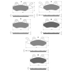3 Kit plaquettes frein Can-am Commander 800 XT DPS R STD EFI XT Av G, Av D et Ar 009-002-002 - EBC FA165 et FA135 - Raven 104-12