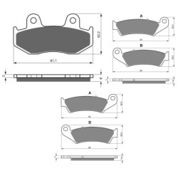 3 Kit plaquettes frein Honda TRX 250 Sportrax  Av G, Av D et Ar 102-004X2 - EBC FA92/3 SFA323/3 et FA125 - Raven 104-123