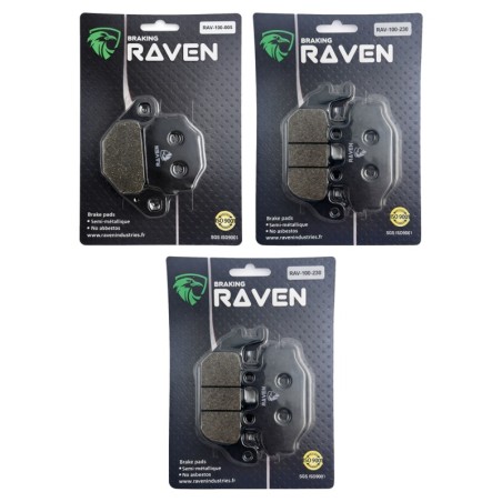 3 Kit plaquettes frein Quadzilla RS8  Av G, Av D et Ar 005-230X2 - EBC FA67 et FA377 - Raven 104-126
