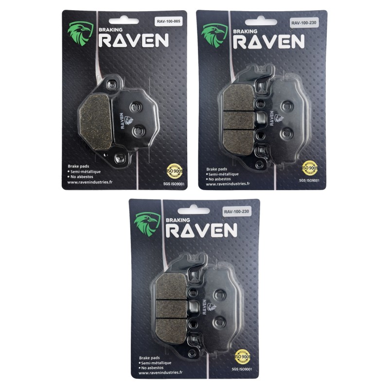 3 Kit plaquettes frein Tgb Avenger 500 R 4x2 Av G, Av D et Ar 005-230X2 - EBC FA67 et FA377 - Raven 104-126