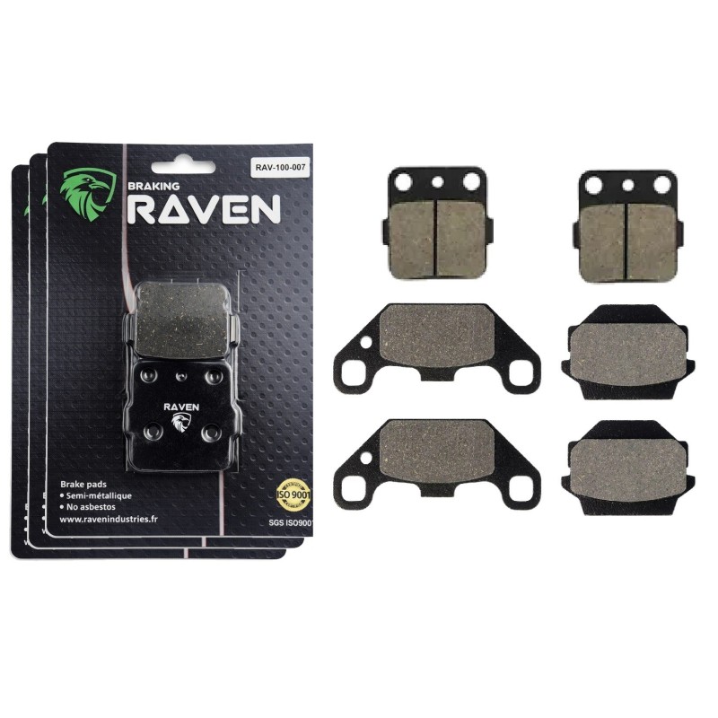 3 Kit plaquettes frein Suzuki LT-E 230 QuadRunner  Av G, Av D et Ar 007-091X2 - EBC FA84 et FA128 - Raven 104-127