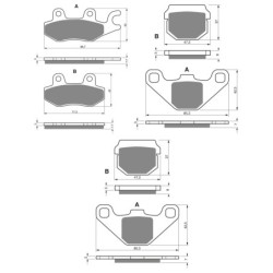 3 Kit plaquettes frein Aeon Crossland 350 RX Av G, Av D et Ar 009-047X2 - EBC FA165 et FA83 - Raven 104-131