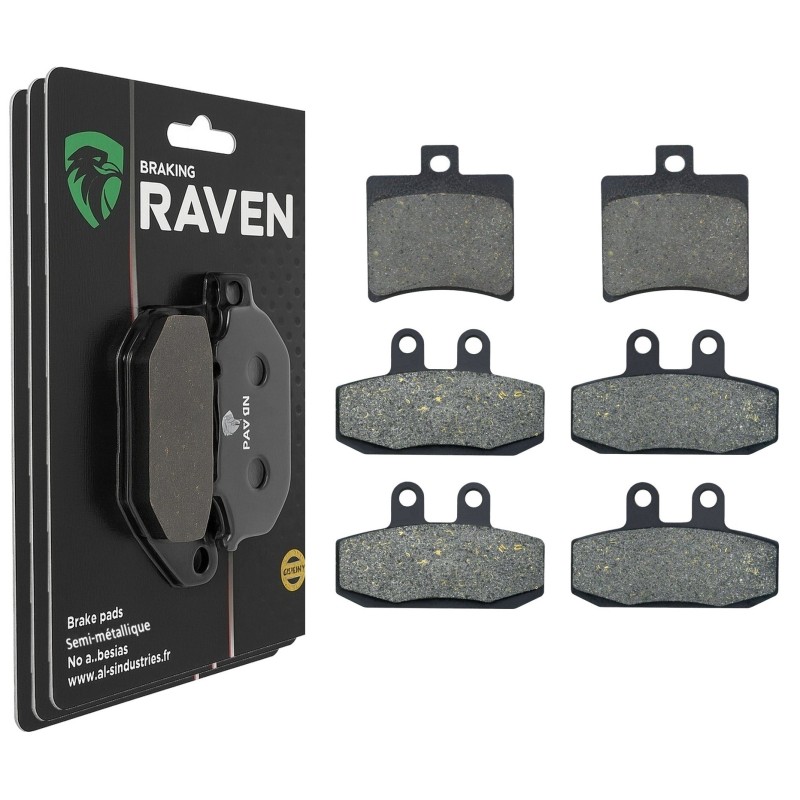 3 Kit plaquettes frein Aprilia Sportcity 300 Cube Av G, Av D et Ar 150-010X2 - EBC FA298 et FA113 - Raven 104-132