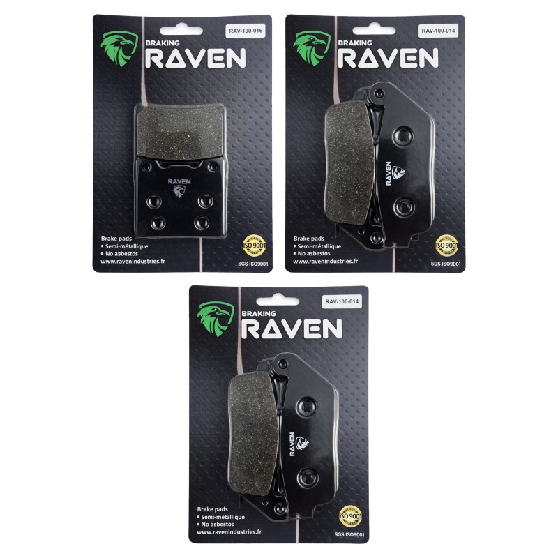 3 Kit plaquettes frein Suzuki GSX 400V  Av G, Av D et Ar 016-014X2 - EBC FA63 et FA196/226 - Raven 104-134