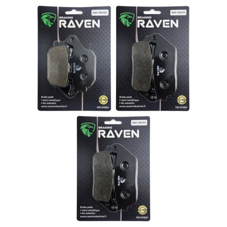 3 Kit plaquettes frein Honda CBF 600 N  Av G, Av D et Ar 021-014X2 - EBC FA174 et FA196/226 - Raven 104-135