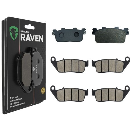 3 Kit plaquettes frein Yamaha X-Max 400  Av G, Av D et Ar 355-014X2 - EBC SFA607 et FA196/226 - Raven 104-137