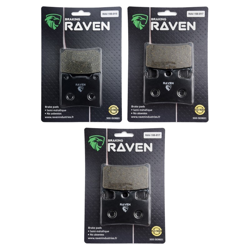 3 Kit plaquettes frein Yamaha FZR 750 R OWOI Av G, Av D et Ar 015-017X2 - EBC FA88 et FA145 236 - Raven 104-138