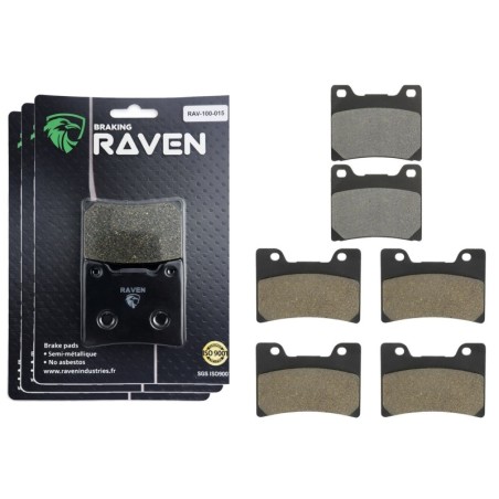 3 Kit plaquettes frein Yamaha FZR 600 R Av G, Av D et Ar 015-028X2 - EBC FA88 et FA160 - Raven 104-139