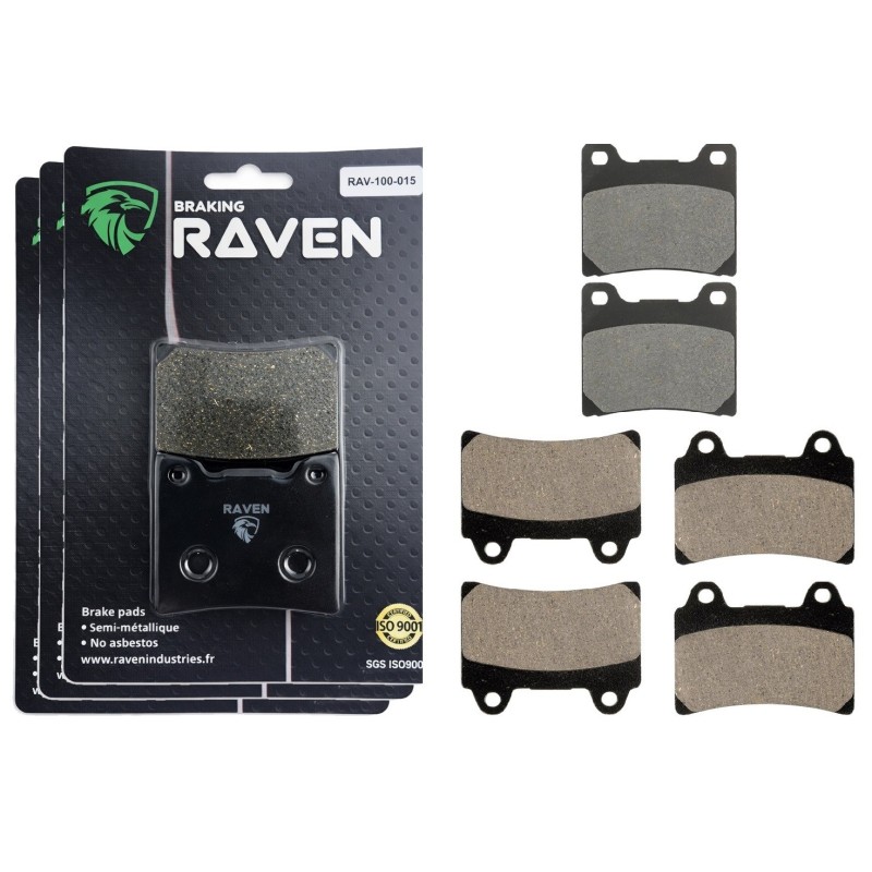3 Kit plaquettes frein Yamaha FZ 750  Av G, Av D et Ar 015-073X2 - EBC FA88 et FA123 - Raven 104-141