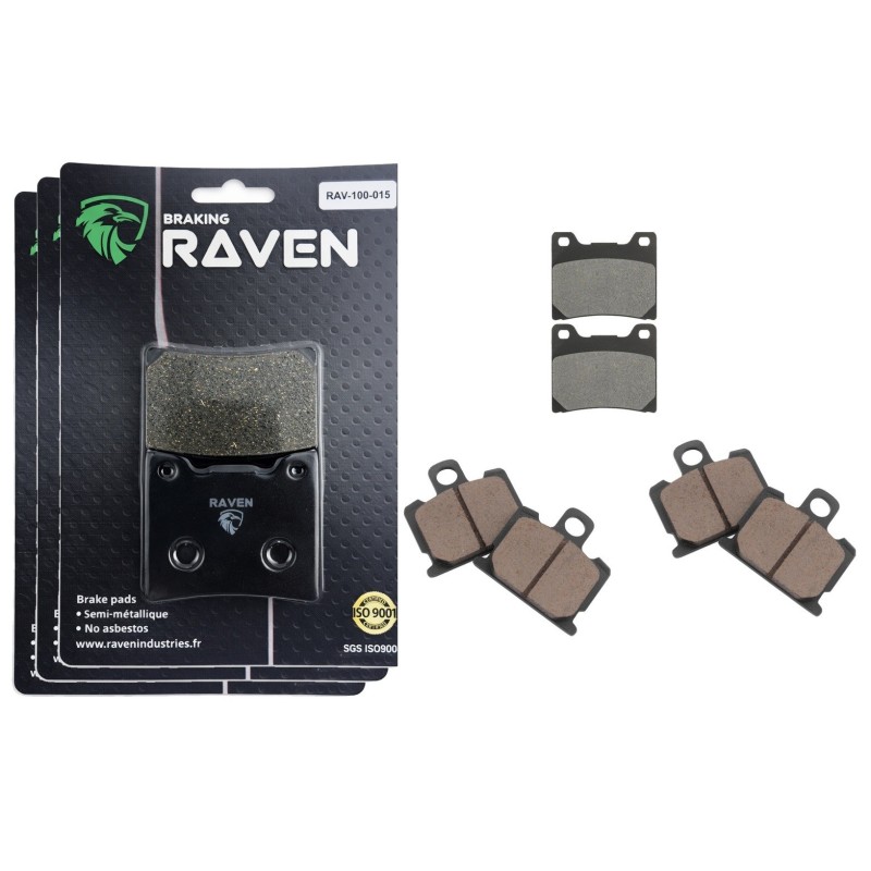 3 Kit plaquettes frein Yamaha XV 920 Virago Av G, Av D et Ar 015-151X2 - EBC FA88 et FA70 - Raven 104-142