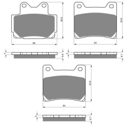 3 Kit plaquettes frein Yamaha FZR 400  Av G, Av D et Ar 067-015X2 - EBC FA104 et FA88 - Raven 104-143