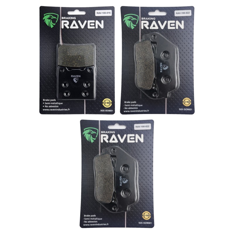 3 Kit plaquettes frein Suzuki RF 600  Av G, Av D et Ar 016-022X2 - EBC FA63 et FA142 - Raven 104-145