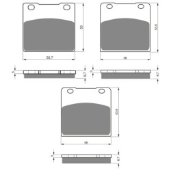 3 Kit plaquettes frein Suzuki RG 500 Gamma  Av G, Av D et Ar 016-085X2 - EBC FA63 et FA103 - Raven 104-146