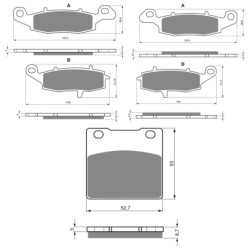 3 Kit plaquettes frein Suzuki GSX 750 Inazuma  Av G, Av D et Ar 104-124-016 - EBC FA229 et FA231 et FA63 - Raven 104-147