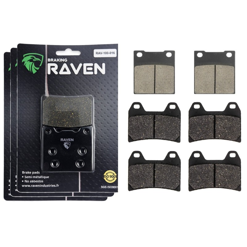 3 Kit plaquettes frein Suzuki GSX 1200 Inazuma  Av G, Av D et Ar 016-141X2 - EBC FA63 et FA244 - Raven 104-148