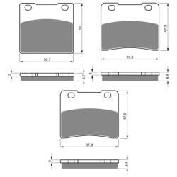 3 Kit plaquettes frein Suzuki RG 250 Gamma  Av G, Av D et Ar 016-172X2 - EBC FA63 et FA102 - Raven 104-149