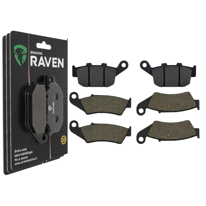 3 Kit plaquettes frein Honda XL 650 Transalp  Av G, Av D et Ar 020-041X2 - EBC FA140 et FA185 - Raven 104-151