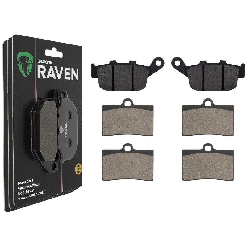 3 Kit plaquettes frein Moto-guzzi Quota 1000  Av G, Av D et Ar 020-064X2 - EBC FA140 et FA95 - Raven 104-152