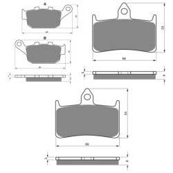 3 Kit plaquettes frein Honda CB 250 Hornet  Av G, Av D et Ar 020-069X2 - EBC FA140 et FA187 - Raven 104-153