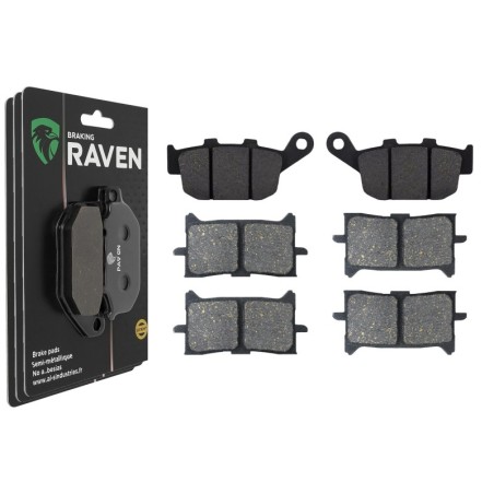 3 Kit plaquettes frein Honda CB 650 R  Av G, Av D et Ar 020-379X2 - EBC FA140 et FA679HH - Raven 104-154