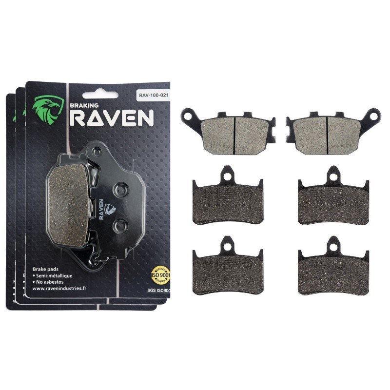 3 Kit plaquettes frein Honda CB 900 F  Av G, Av D et Ar 021-069X2 - EBC FA174 et FA187 - Raven 104-155