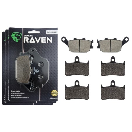3 Kit plaquettes frein Honda CB 900 F  Av G, Av D et Ar 021-069X2 - EBC FA174 et FA187 - Raven 104-155