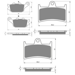 3 Kit plaquettes frein Yamaha FZ6-N Fazer  Av G, Av D et Ar 021-070X2 - EBC FA174 et FA168/252 - Raven 104-156