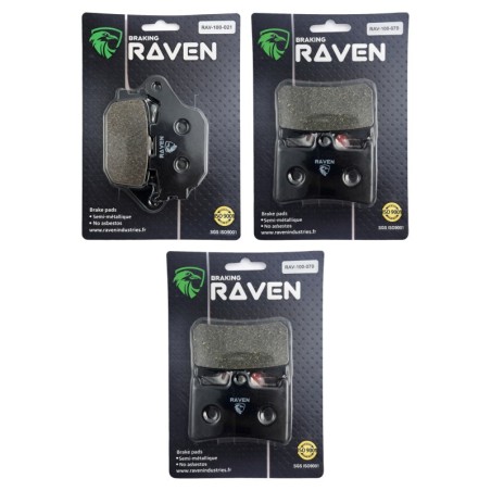 3 Kit plaquettes frein Yamaha Tracer 7 700  Av G, Av D et Ar 021-070X2 - EBC FA174 et FA168/252 - Raven 104-156