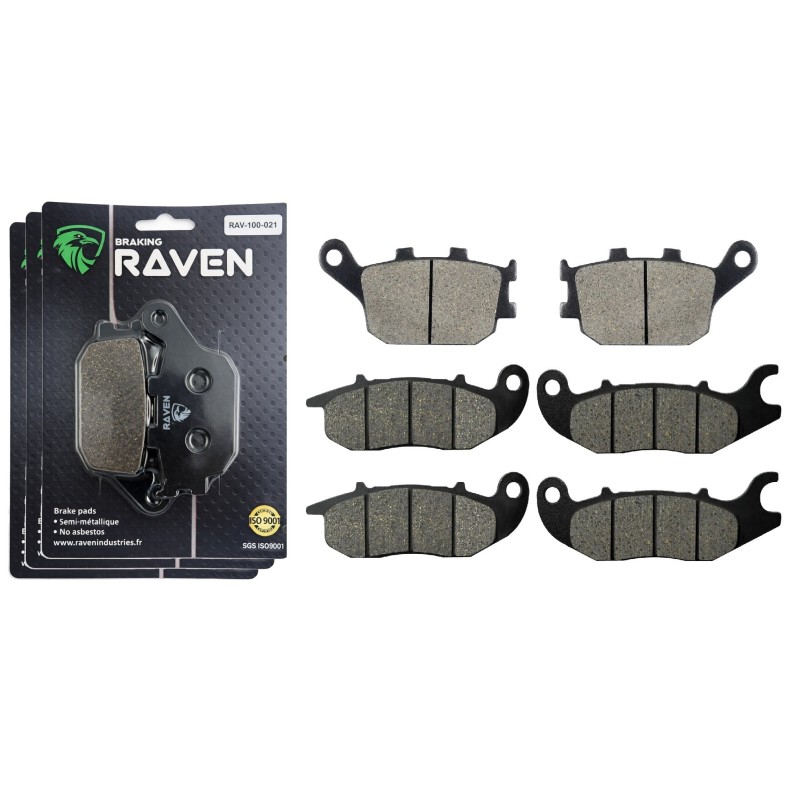 3 Kit plaquettes frein Honda XL 750 Transalp  Av G, Av D et Ar 021-210X2 - EBC FA174 et FA375 - Raven 104-157