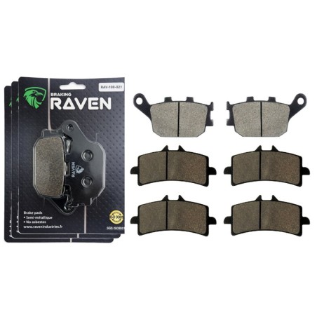 3 Kit plaquettes frein Suzuki GSX-S 1000  Av G, Av D et Ar 021-258X2 - EBC FA174 et FA447HH - Raven 104-158