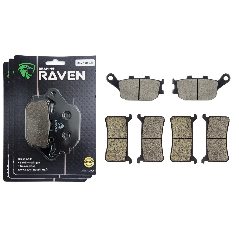 3 Kit plaquettes frein Honda CB 1100 RS  Av G, Av D et Ar 021-386X2 - EBC FA174 et FA700 - Raven 104-159