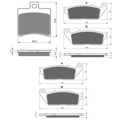 3 Kit plaquettes frein Italjet Marco Polo 400  Av G, Av D et Ar 150-022X2 - EBC FA298 et FA142 - Raven 104-160
