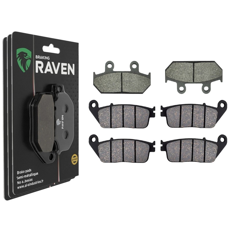 3 Kit plaquettes frein Suzuki Burgman 650 AN  Av G, Av D et Ar 265-022X2 - EBC SFA412 et FA142 - Raven 104-161
