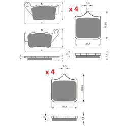 3 Kit plaquettes frein Ktm SuperDuke 990  Av G, Av D et Ar 023-177X2 - EBC FA208, 213 et FA322/4HH - Raven 104-164