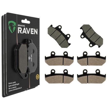 3 Kit plaquettes frein Honda GL 1500 Gold-Wing  Av G, Av D et Ar 049-024X2 - EBC FA69/2 et FA124/2 - Raven 104-166