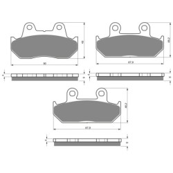 3 Kit plaquettes frein Honda GL 1500 Gold-Wing  Av G, Av D et Ar 049-024X2 - EBC FA69/2 et FA124/2 - Raven 104-166