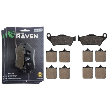 3 Kit plaquettes frein Ktm SuperMoto 950 R Av G, Av D et Ar 031-177X2 - EBC FA181 et FA322/4HH - Raven 104-171