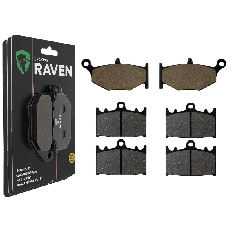 3 Kit plaquettes frein Suzuki GSR 400  Av G, Av D et Ar 241-032X2 - EBC FA419 et FA158 - Raven 104-172