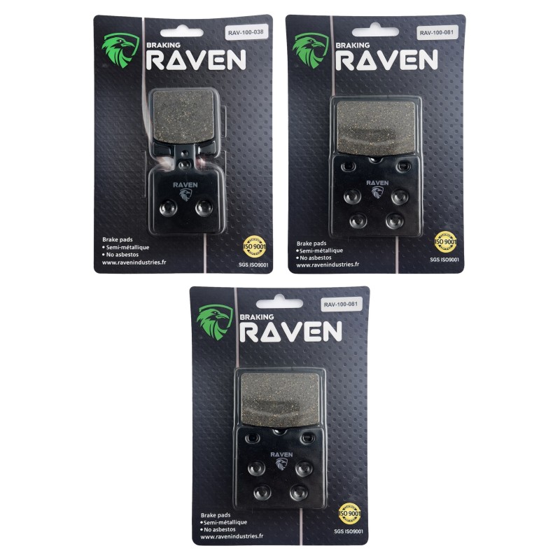 3 Kit plaquettes frein Moto-guzzi Strada 1000 V Av G, Av D et Ar 038-081X2 - EBC FA47 et FA18 - Raven 104-173