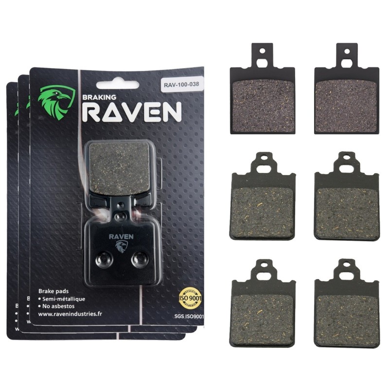 3 Kit plaquettes frein Gilera NGR 250  Av G, Av D et Ar 038-096X2 - EBC FA47 et FA60 - Raven 104-174