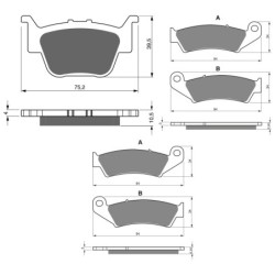 3 Kit plaquettes frein Honda TRX 450 Sportrax  Av G, Av D et Ar 243-041X2 - EBC FA373 et FA185 - Raven 104-176