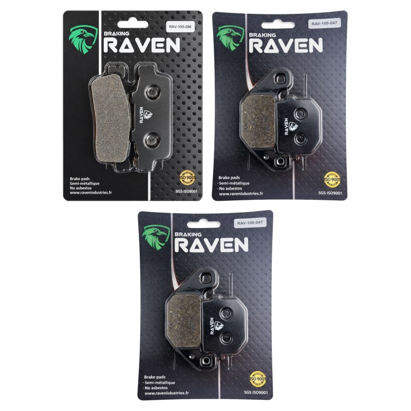 3 Kit plaquettes frein Daelim ET 250  Av G, Av D et Ar 286-047X2 - EBC FA427 et FA83 - Raven 104-177