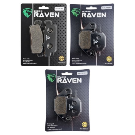 3 Kit plaquettes frein Daelim ET 250  Av G, Av D et Ar 286-047X2 - EBC FA427 et FA83 - Raven 104-177