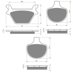 3 Kit plaquettes frein Harley-davidson Dyna Super Glide Convertible FXDS CONV Av G, Av D et Ar 056-057X2 - EBC FA200 et FA94 - R