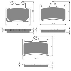 3 Kit plaquettes frein Yamaha FZS 600 Fazer Av G, Av D et Ar 067-070X2 - EBC FA104 et FA168/252 - Raven 104-182