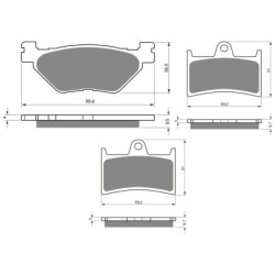 3 Kit plaquettes frein Yamaha XV 1900 Road Liner  Av G, Av D et Ar 165-070X2 - EBC FA319/2 et FA168/252 - Raven 104-183