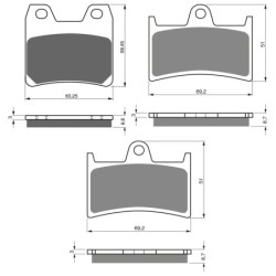 3 Kit plaquettes frein Yamaha XJR 1300  Av G, Av D et Ar 222-070X2 - EBC FA348 et FA168/252 - Raven 104-184