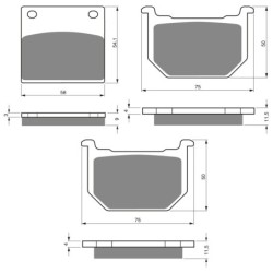 3 Kit plaquettes frein Suzuki GV 1200 Madura  Av G, Av D et Ar 076-075X2 - EBC FA36 et FA51 - Raven 104-186