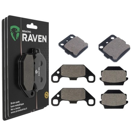 3 Kit plaquettes frein Suzuki LT-S 230 QuadSport  Av G, Av D et Ar 077-091X2 - EBC FA84/3 et FA128 - Raven 104-188